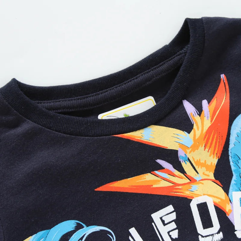 100% Cotton California Tropical Print Tee & Mustard Drawstring Shorts