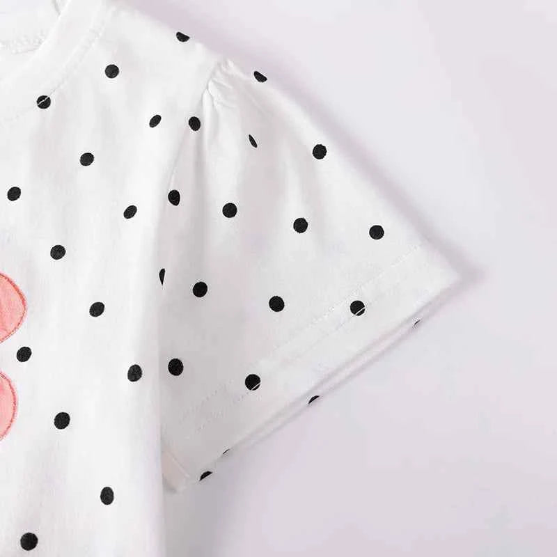 100% Cotton Polka Dot Rainbow Flower Mesh Dress