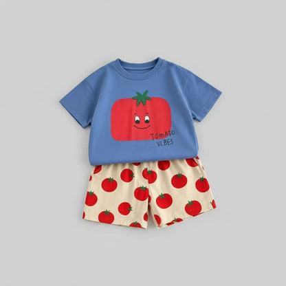 Cotton Animal Print Leopard & Zebra Tee Shorts Set