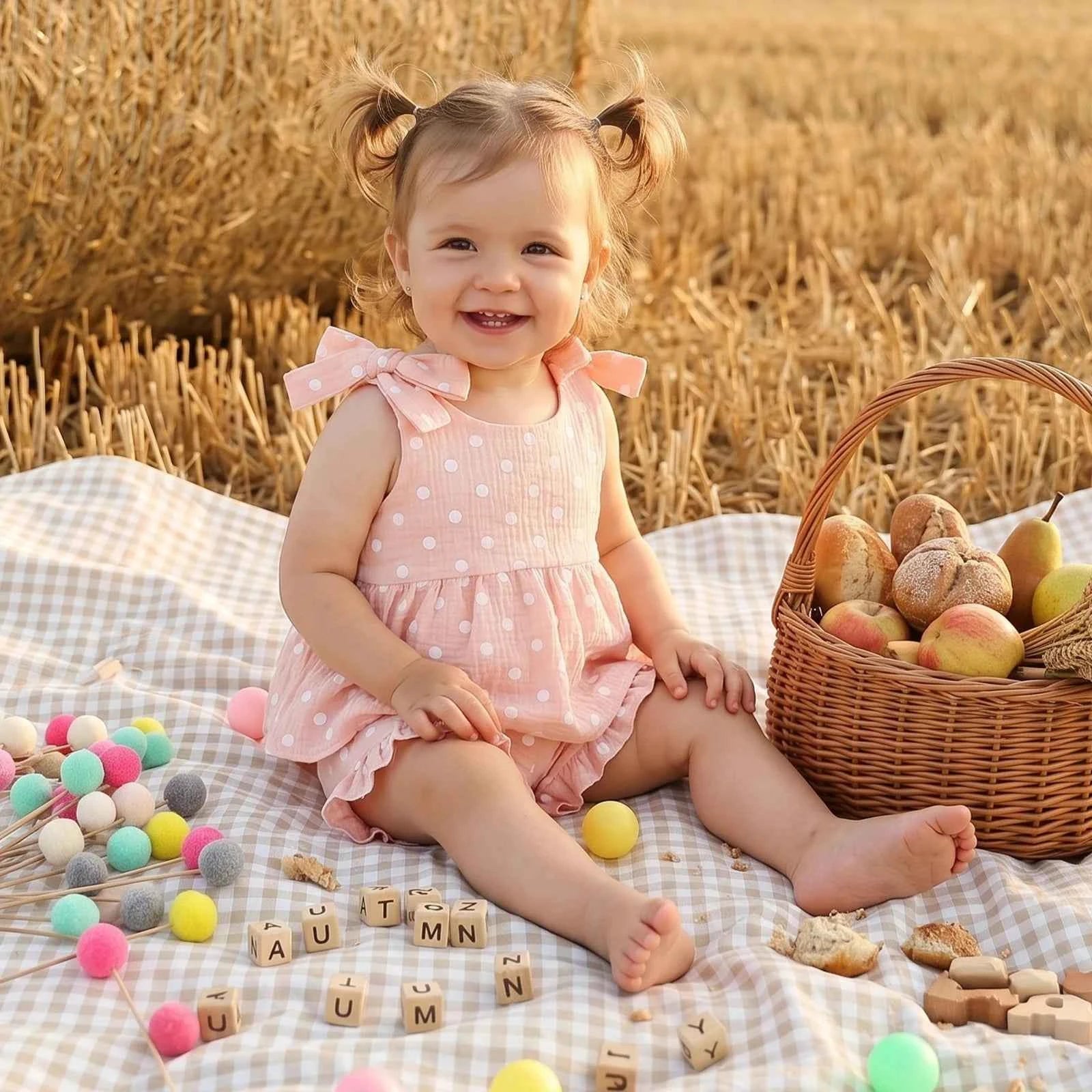 Pink Polka Dot Bow Tie Ruffle Top & Shorts Set