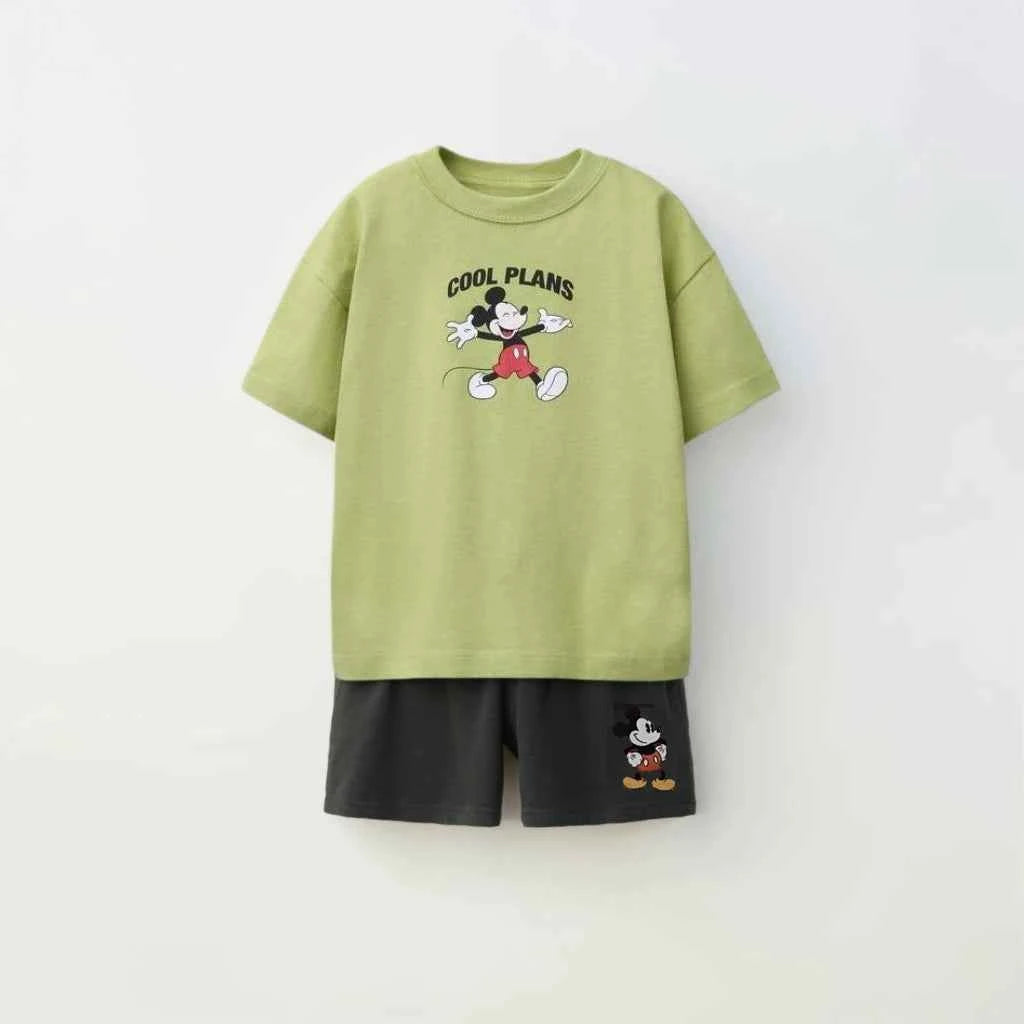 Cotton Mickey Mouse Casual Tee & Shorts Set