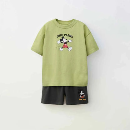 Cotton Mickey Mouse Casual Tee & Shorts Set
