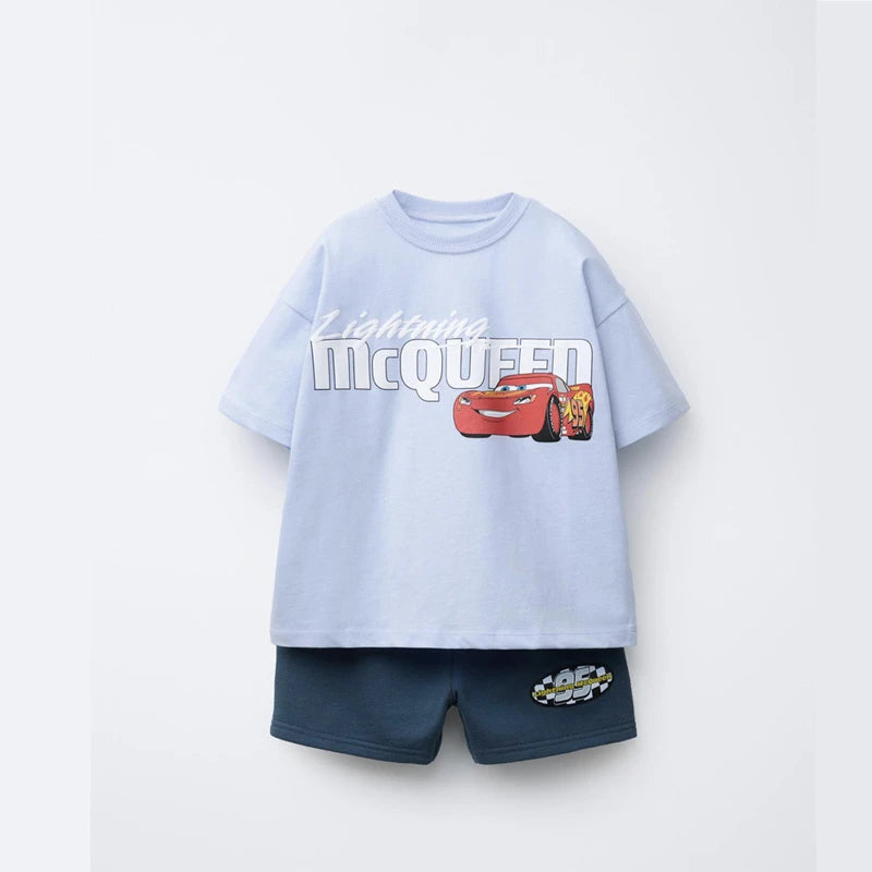 Cotton Lightning McQueen Racing Tees & Shorts Set