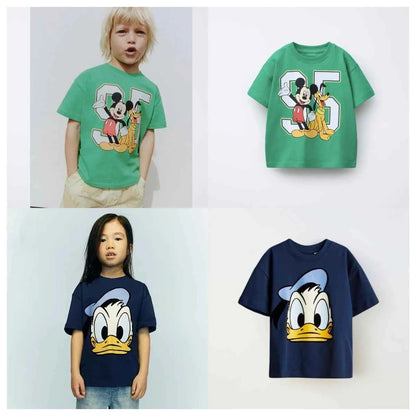 Cotton Mickey Pluto Green Tee & Donald Navy Blue Shirt