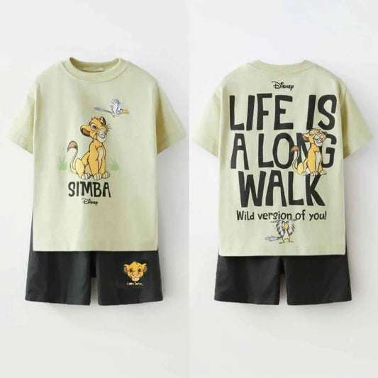 Cotton Simba Life Is A Long Walk T-Shirt & Shorts Set