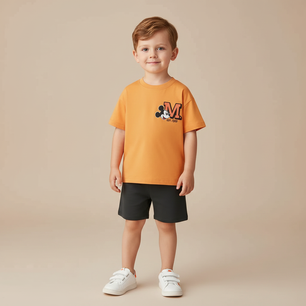 Cotton Donald Duck & Mickey Mouse Cotton Tee & Shorts Set