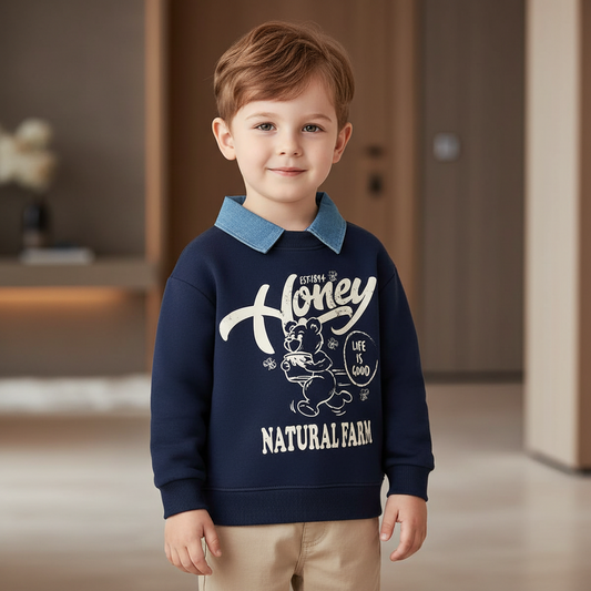 Honey Natural Farm Sweatshirt Shirt Collar