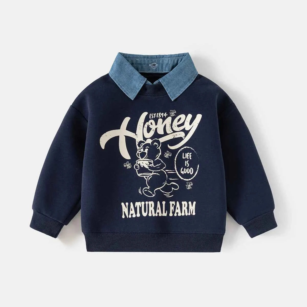 Honey Natural Farm Sweatshirt Shirt Collar