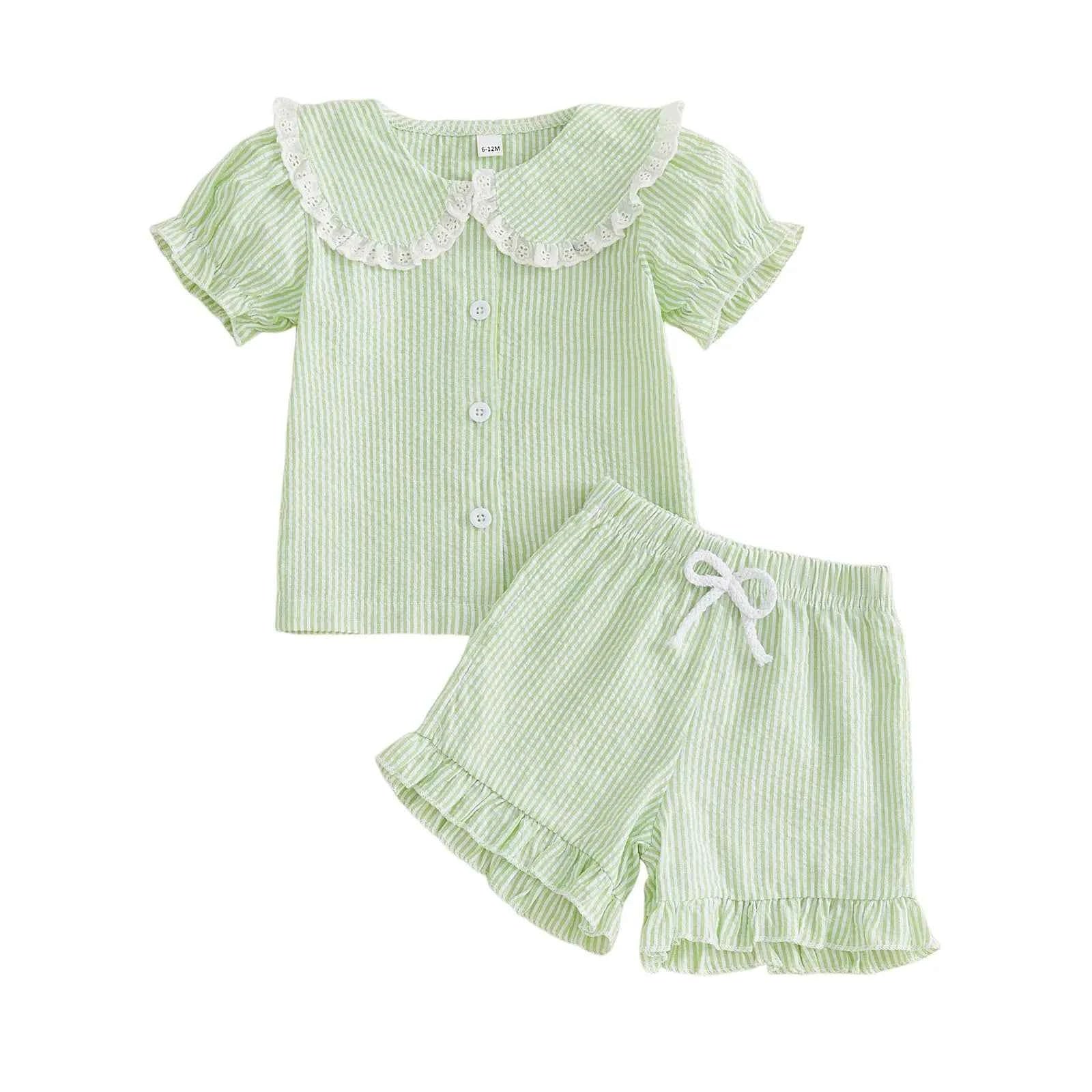 Striped Lace Collar Set
