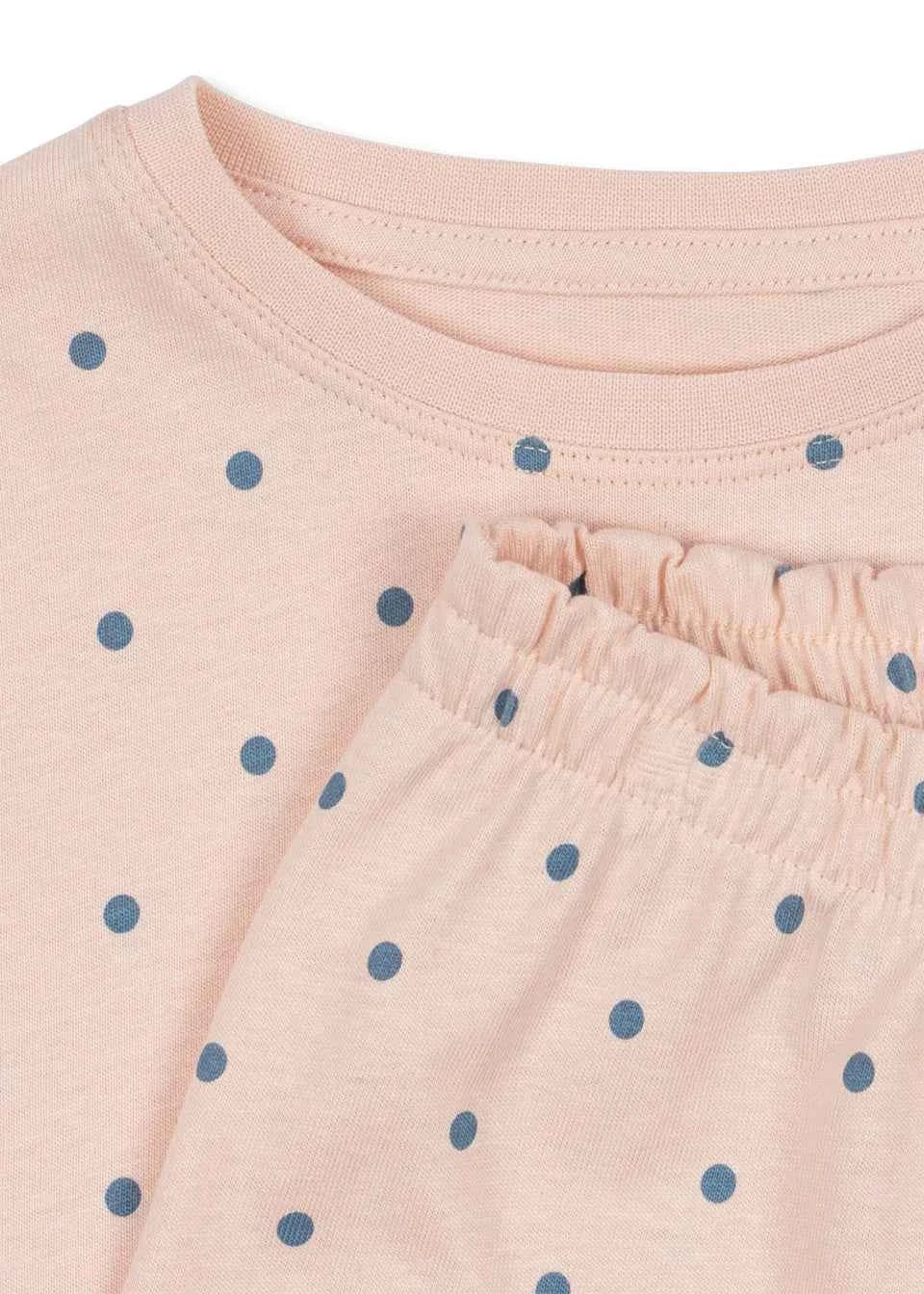 Cotton Pink Polka Dot Cotton Tee & Shorts Set