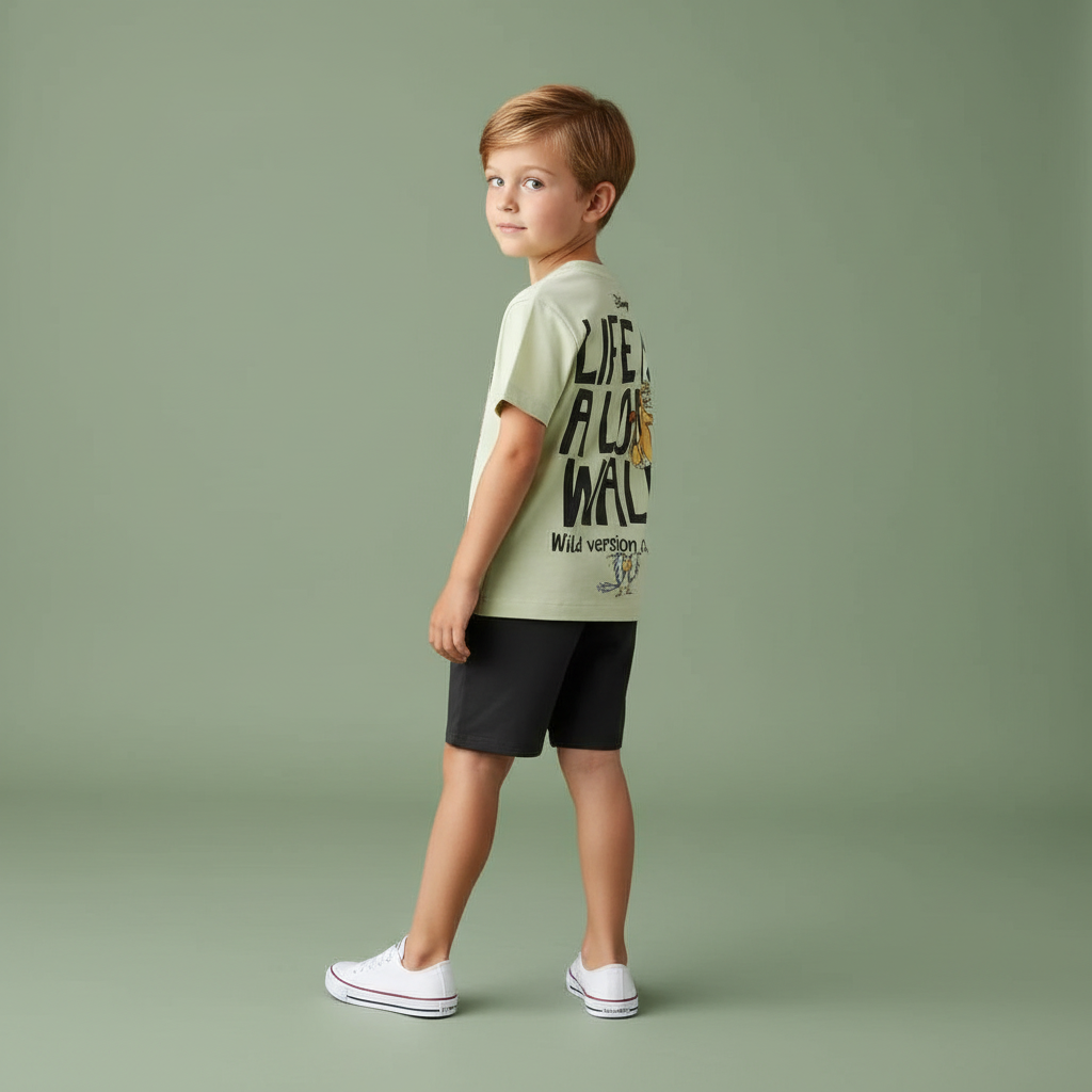 Cotton Simba Life Is A Long Walk T-Shirt & Shorts Set