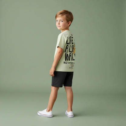 Cotton Simba Life Is A Long Walk T-Shirt & Shorts Set
