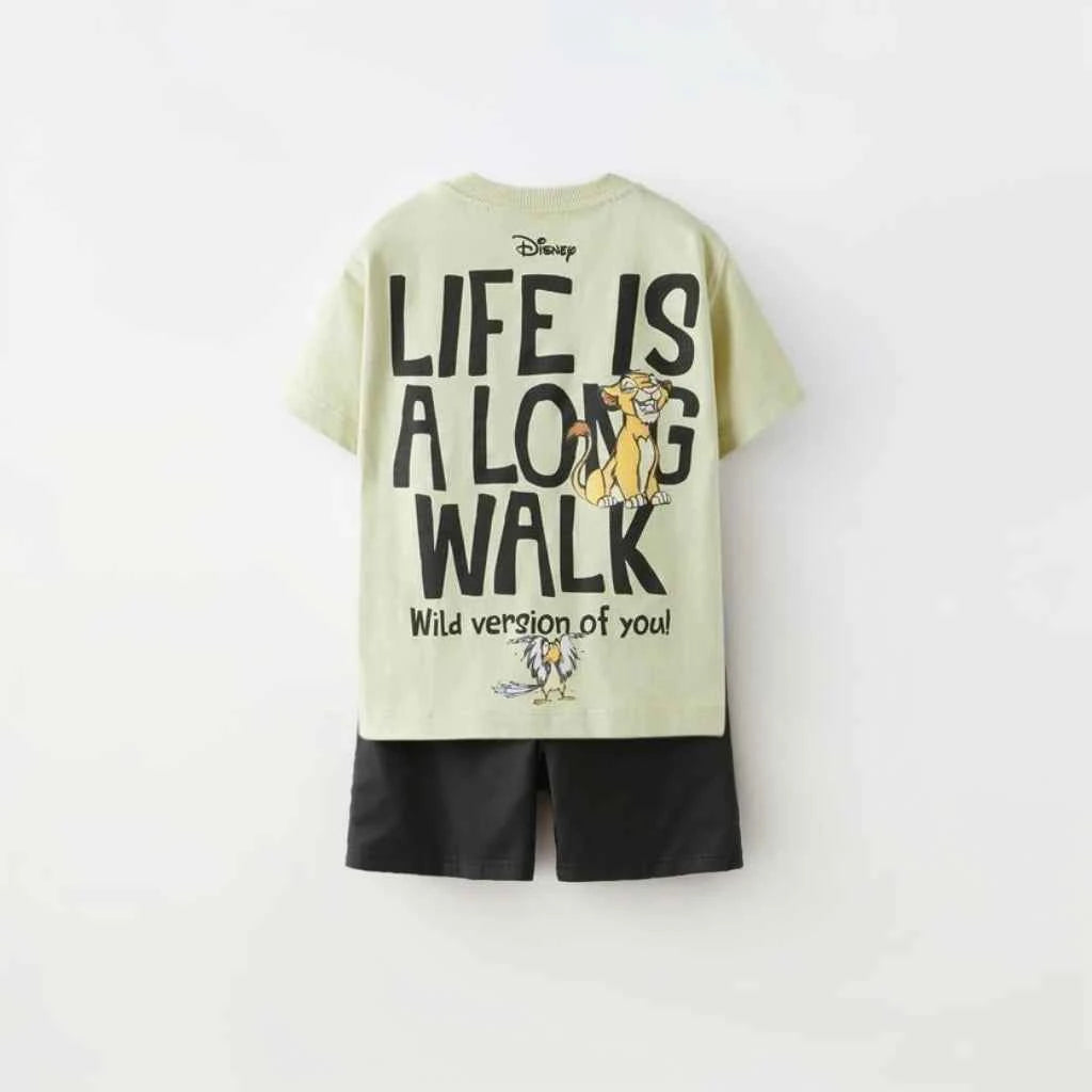 Cotton Simba Life Is A Long Walk T-Shirt & Shorts Set