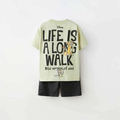 Cotton Simba Life Is A Long Walk T-Shirt & Shorts Set