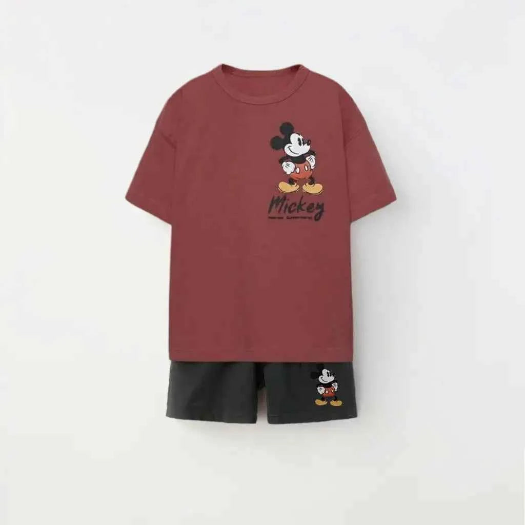 Cotton Mickey Mouse Casual Tee & Shorts Set