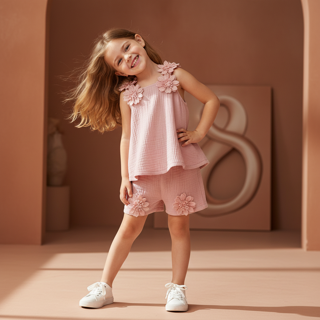 Floral Applique Summer Top & Short Set