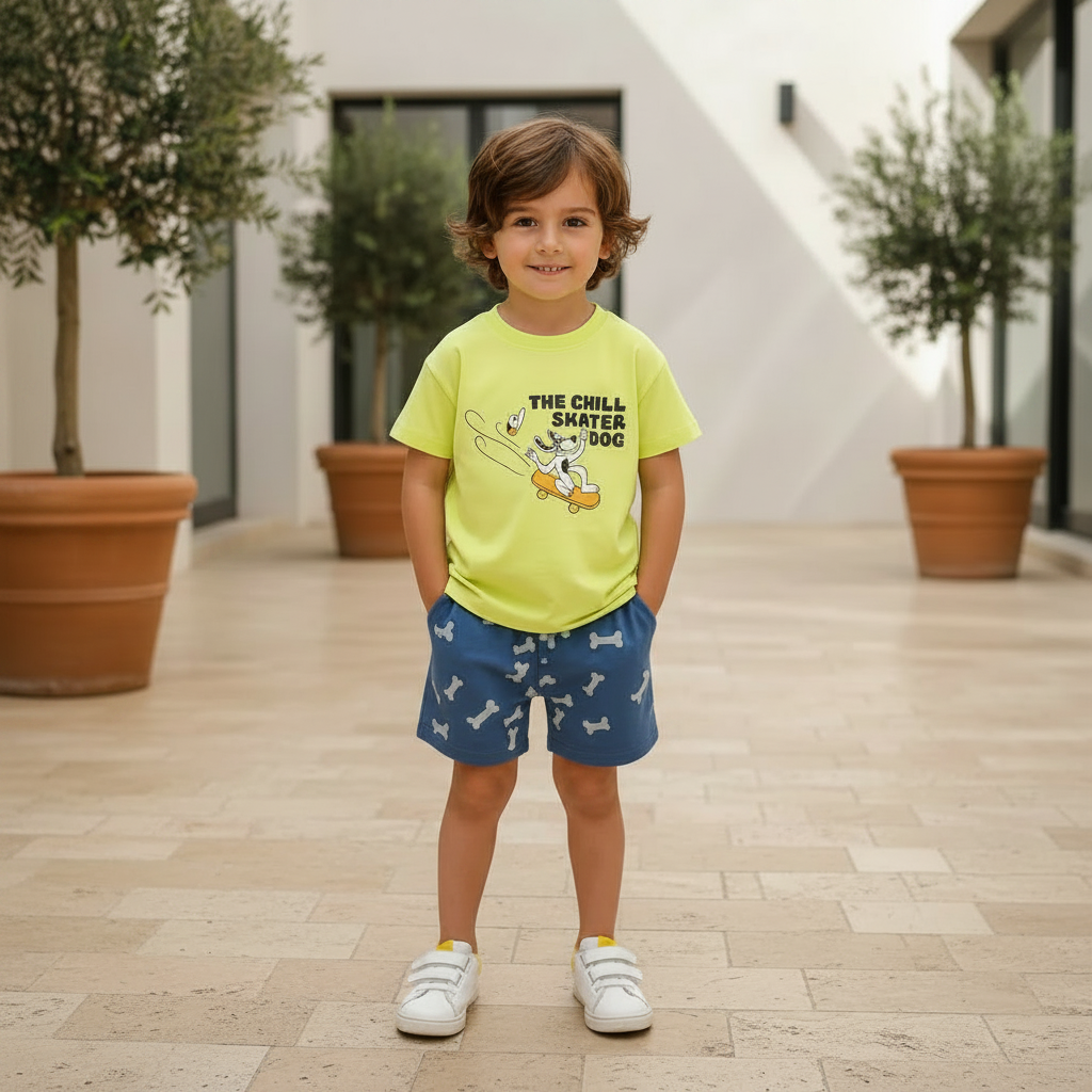 Cotton Animal Print Leopard & Zebra Tee Shorts Set