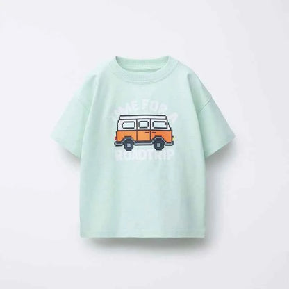 Cotton Road Trip Van Dino & Dog Cartoon Print Tees