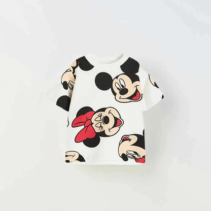 Cotton Mickey Mouse & Minnie Mouse Daisy Duck Print Tee