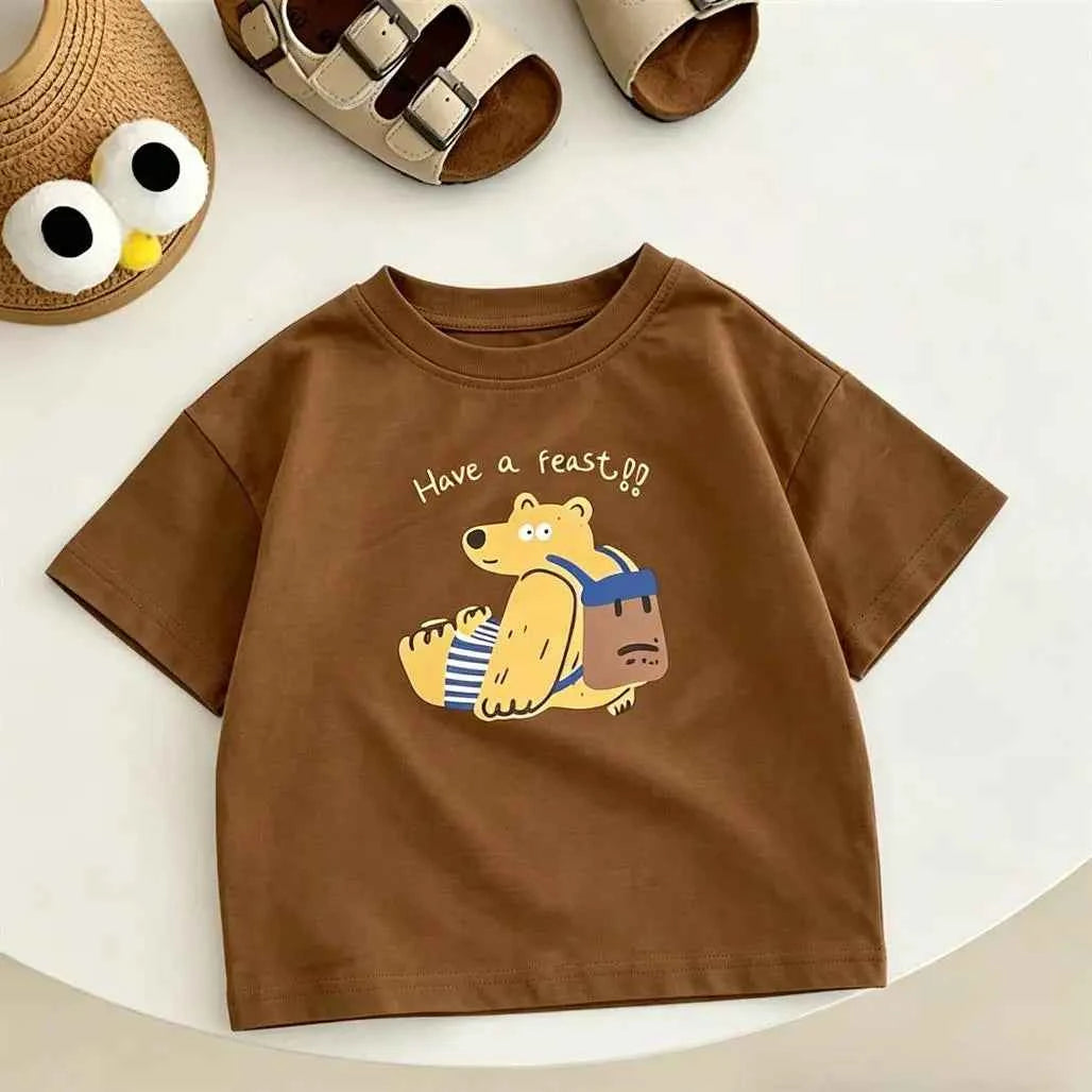 100% Cotton Bear Print Cotton Tee Shirt