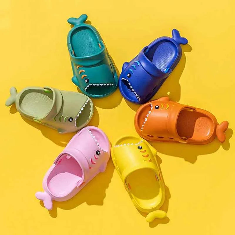 Colorful Shark Themed Slip-On Sandals & Clogs