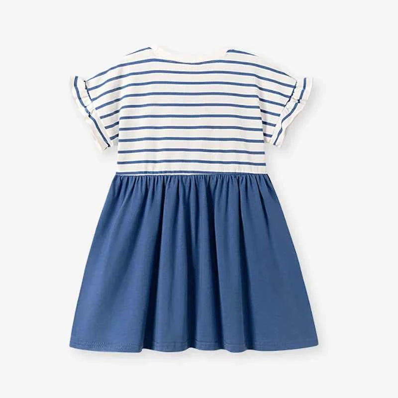 100% Cotton Striped Top & Blue Fairy Print Dress