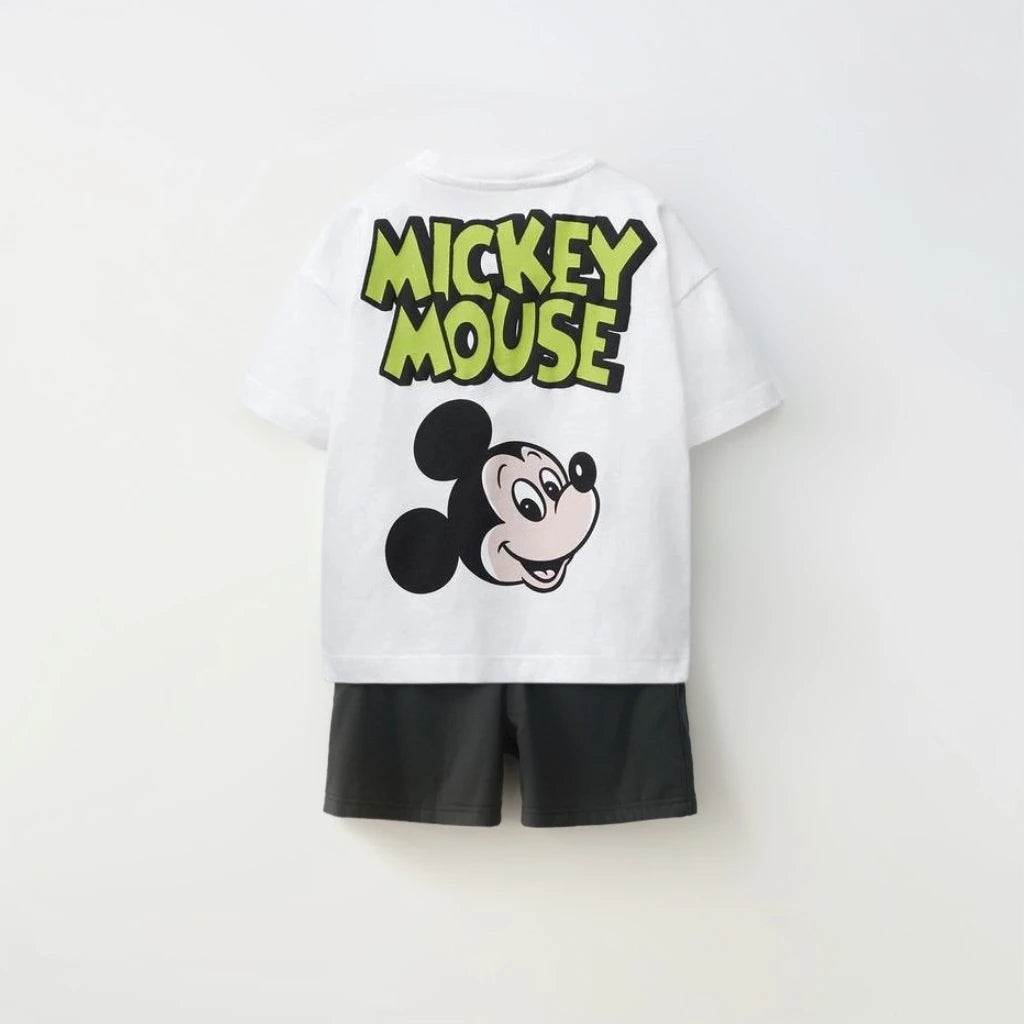 Cotton Lightning McQueen & Mickey Mouse Cotton Tee & Shorts Set