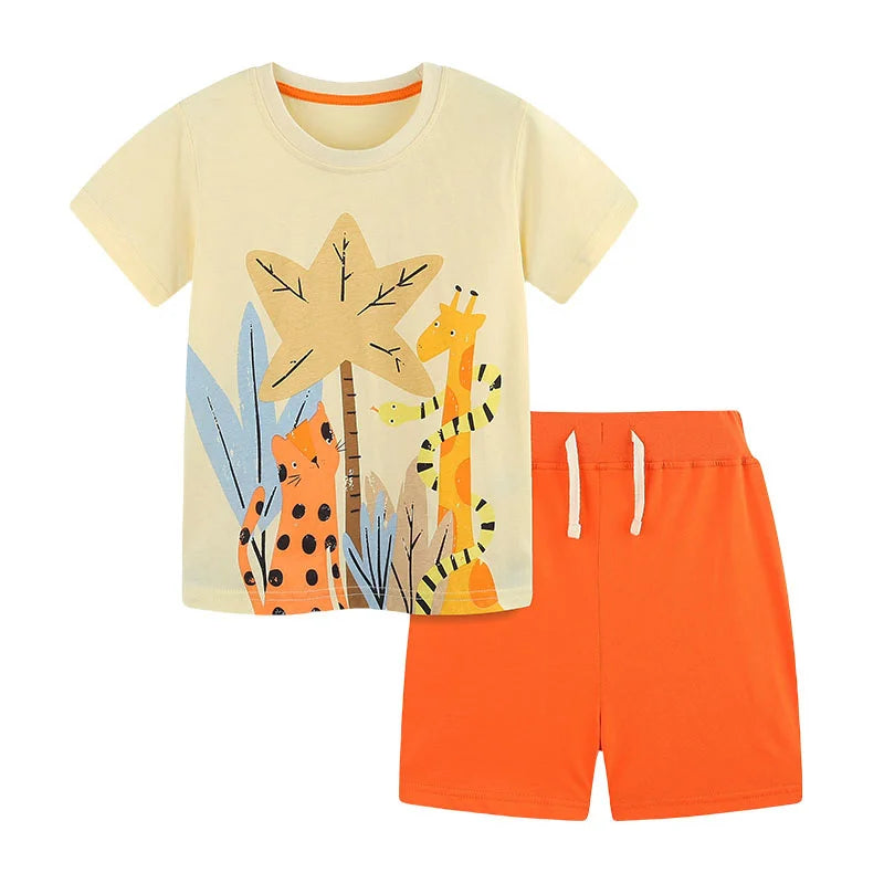 100% Cotton Animal Print T-Shirt & Shorts Set