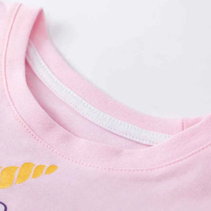 100% Cotton Unicorn Pink Tee & Purple Elastic Waist Shorts Set
