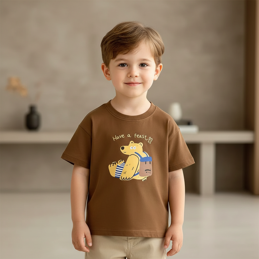 100% Cotton Bear Print Cotton Tee Shirt