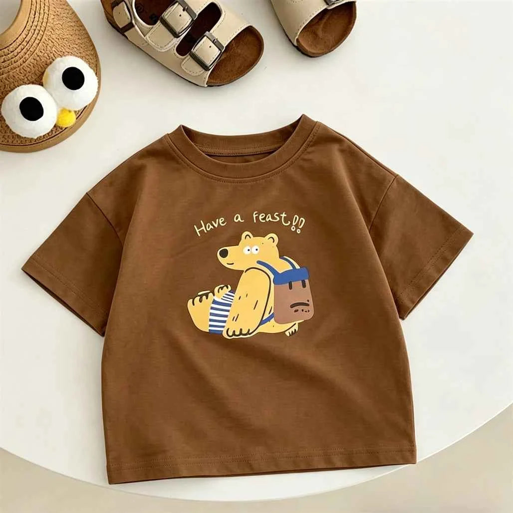 100% Cotton Bear Print Cotton Tee Shirt