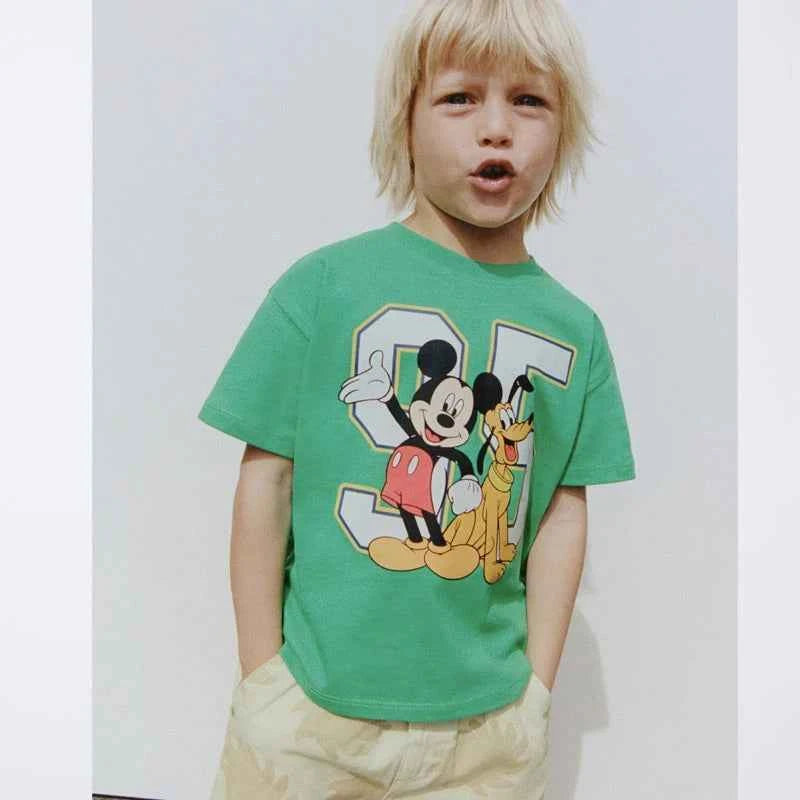 Cotton Mickey Pluto Green Tee & Donald Navy Blue Shirt