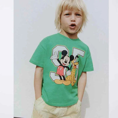 Cotton Mickey Pluto Green Tee & Donald Navy Blue Shirt