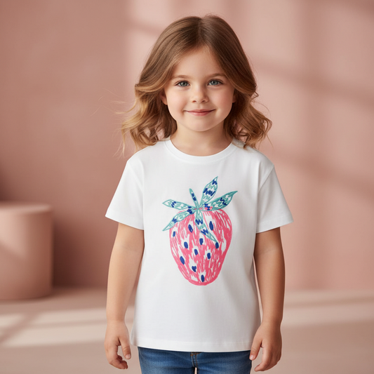 100% Cotton Strawberry Print Cotton Tee Shirt
