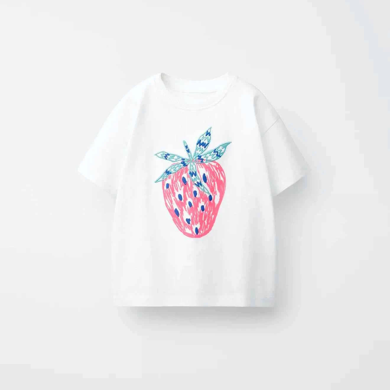 100% Cotton Strawberry Print Cotton Tee Shirt