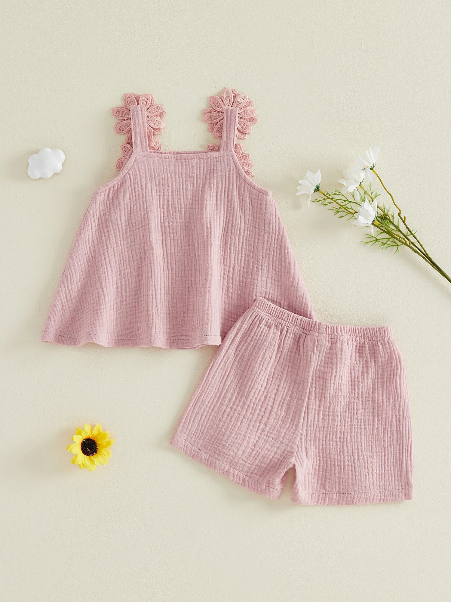 Floral Applique Summer Top & Short Set