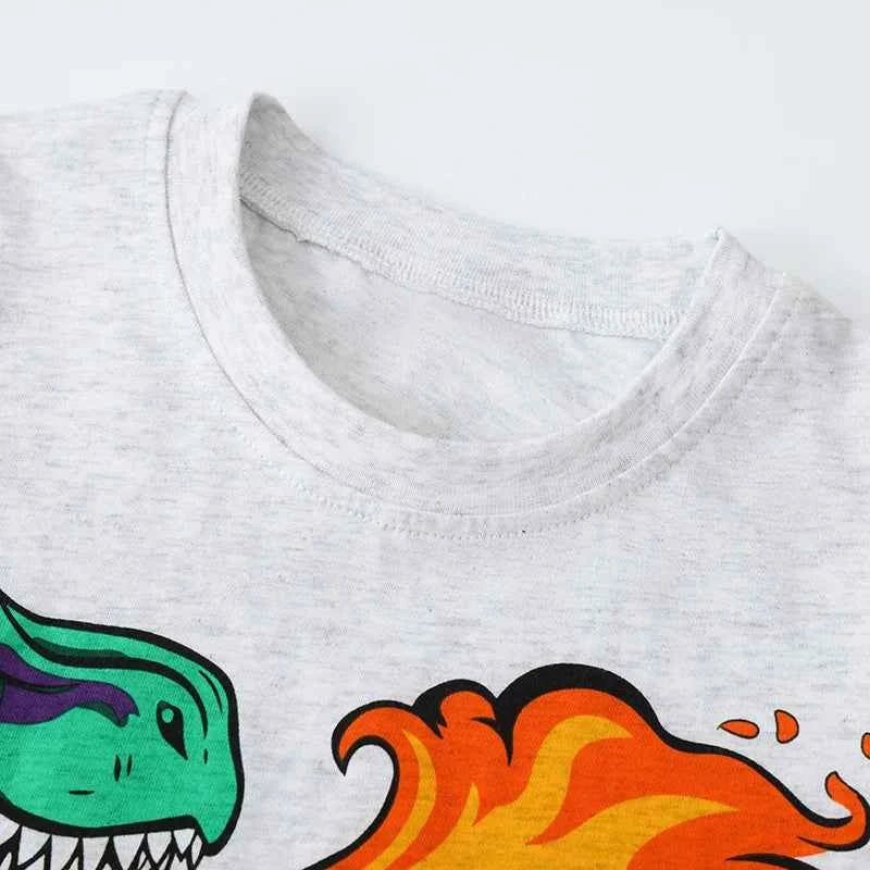 100% Cotton Fire Breathing Dinosaur T-Shirt With Spiked Sleeve