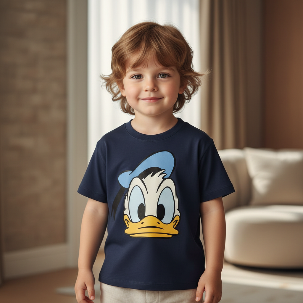 Cotton Mickey Pluto Green Tee & Donald Navy Blue Shirt