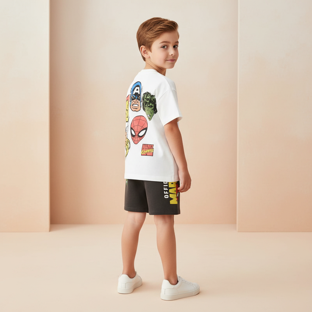 Cotton Mickey Mouse & Marvel Comics Cotton Tee & Shorts Set