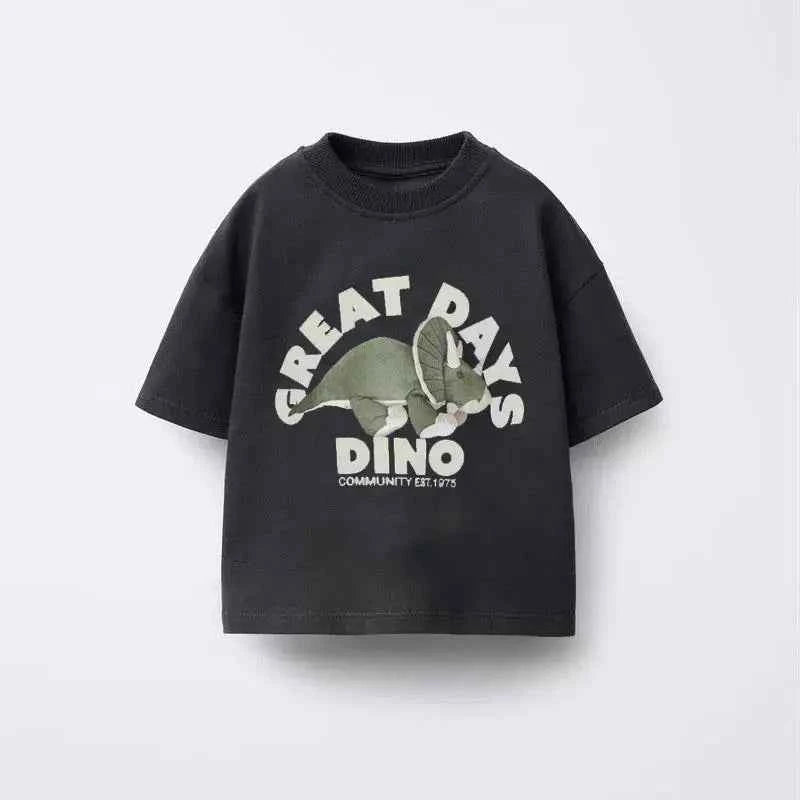 Cotton Road Trip Van Dino & Dog Cartoon Print Tees