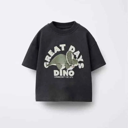 Cotton Road Trip Van Dino & Dog Cartoon Print Tees