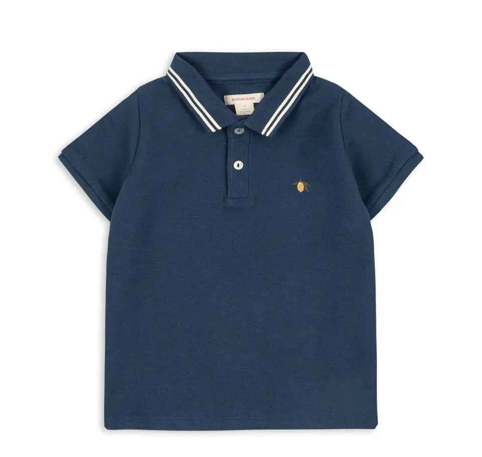 Cotton Navy Polo Shirt & Drawstring Shorts Set