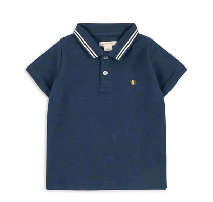 Cotton Navy Polo Shirt & Drawstring Shorts Set