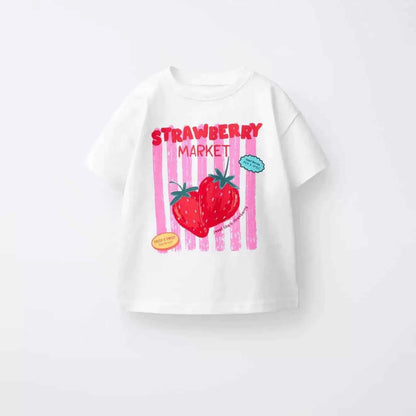 100% Cotton Strawberry Print Cotton Tee Shirt