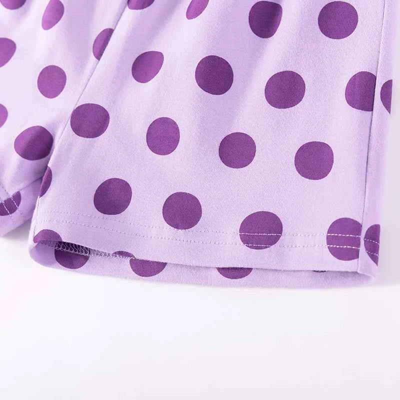 100% Cotton Unicorn Print Lavender Tee & Polka Dot Shorts Set