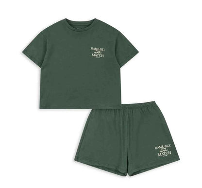 Cotton Green Cotton Tee & Shorts Lounge Set With Text Print