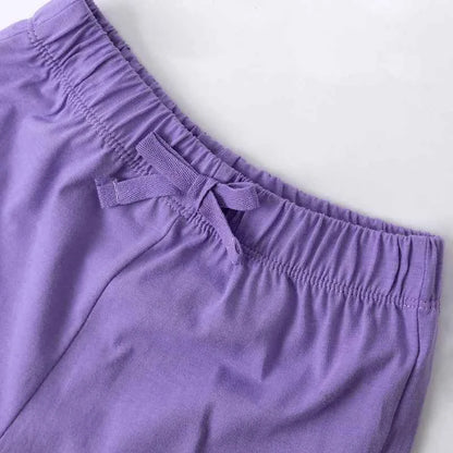 100% Cotton Unicorn Pink Tee & Purple Elastic Waist Shorts Set