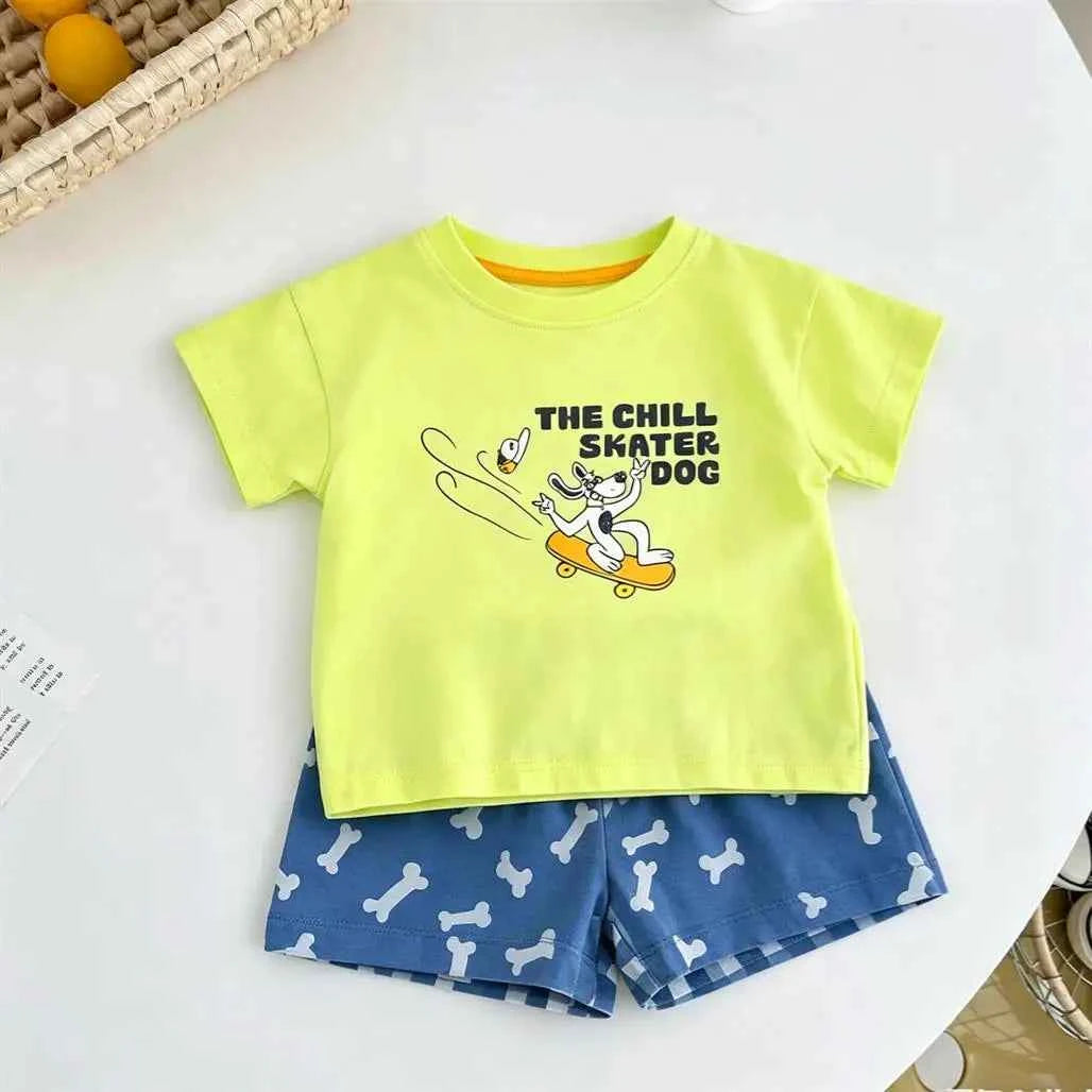 Cotton Animal Print Leopard & Zebra Tee Shorts Set