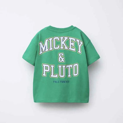 Cotton Mickey Pluto Green Tee & Donald Navy Blue Shirt