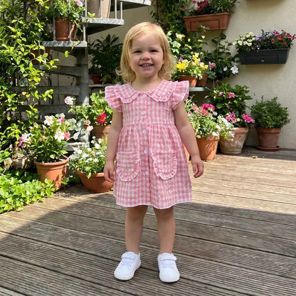 Gingham Ruffle Sleeve Button Down Dress